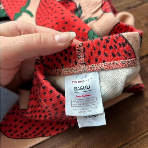 Hannah Anderson Cotton Strawberry 🍓 Red Pink Kids leggings Size 120cm / US 6-7 - Picture 4 of 5